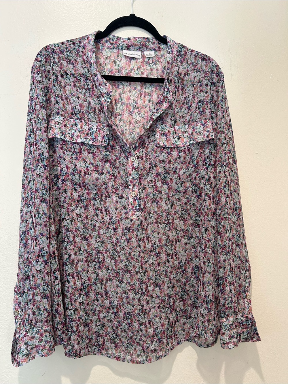 Liz Claiborne Pink Multicolor Floral Button-Down Blouse